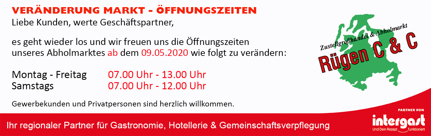 Website Öffnungszeiten ab 09.05.2020